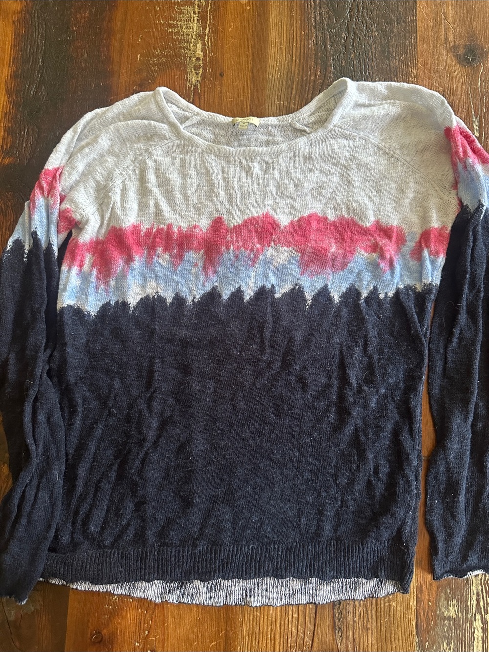 Y/Project Crewneck Colorblock Sweater in Navy, Light Blue & Pink